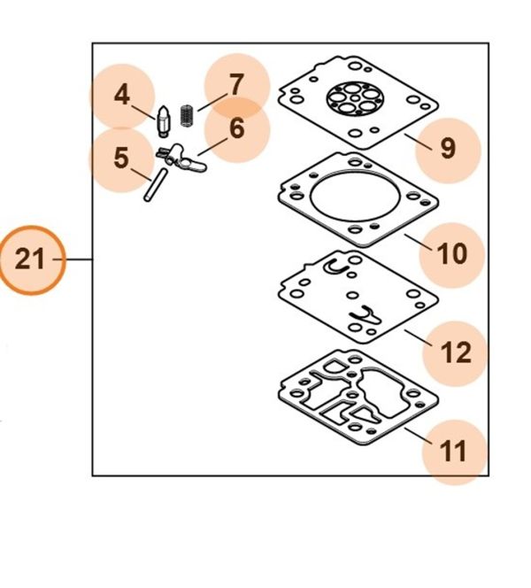 Карбюраторні деталі STIHL Z010001K015 Карбюраторні деталі STIHL Z010001K015