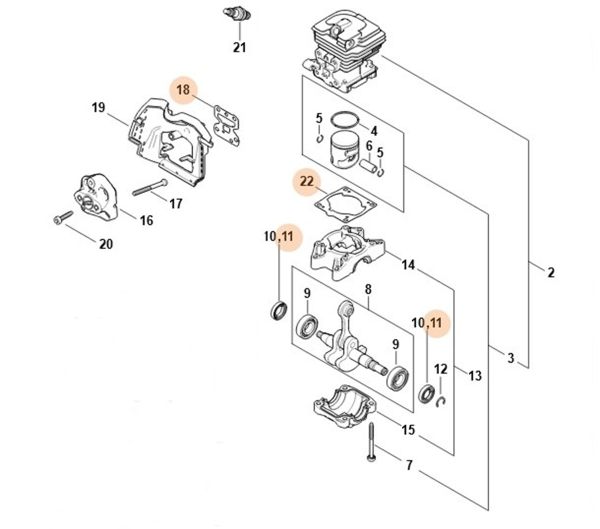 Набір ущільнень STIHL 11480071600 Набір ущільнень STIHL 11480071600
