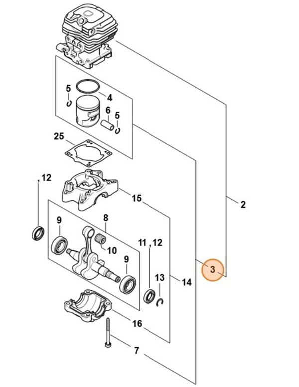 Поршень діаметром 40,5 мм STIHL 11480302017 Поршень діаметром 40,5 мм STIHL 11480302017