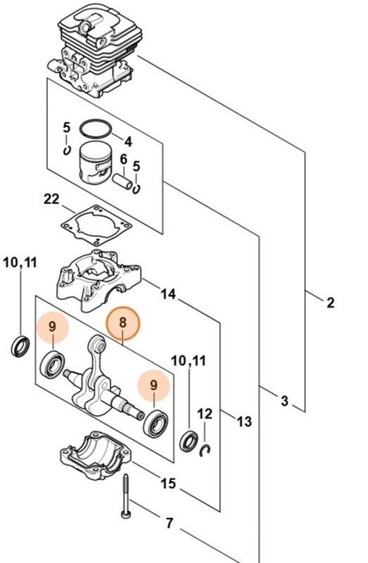Вал із підшипником STIHL 11480301008 Вал із підшипником STIHL 11480301008