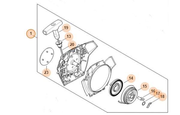 Корпус вентилятора з пусковим пристроєм STIHL 11480802108 Корпус вентилятора з пусковим пристроєм STIHL 11480802108