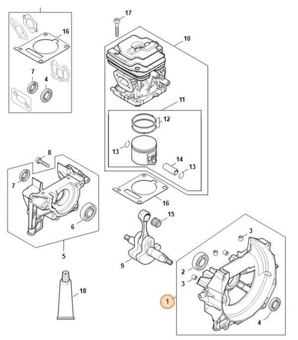 Половина картера - сторона вентилятора STIHL 41470202609 Половина картера - сторона вентилятора STIHL 41470202609