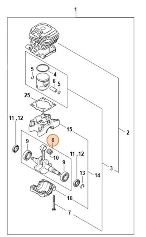 Колінчастий вал STIHL 11480300407 Колінчастий вал STIHL 11480300407